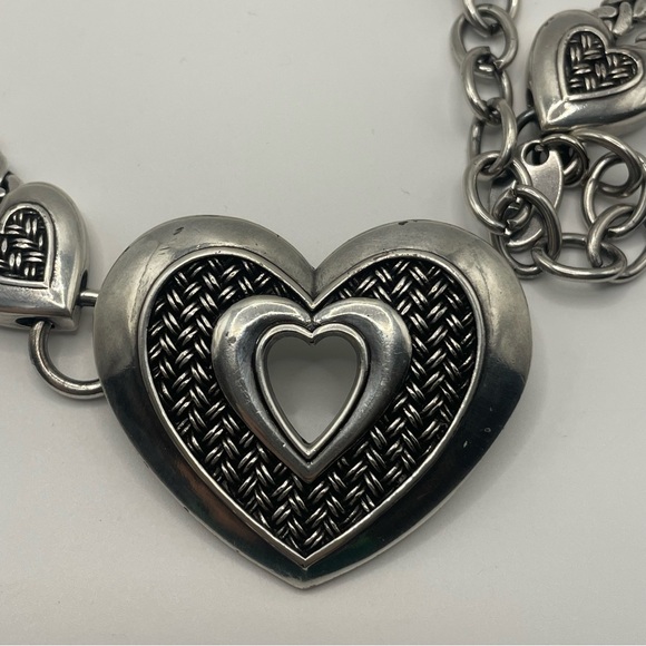 Brighton Heart Weave Two Strand Silver Tone Metal Belt Size Large 42” - Picture 3 of 9